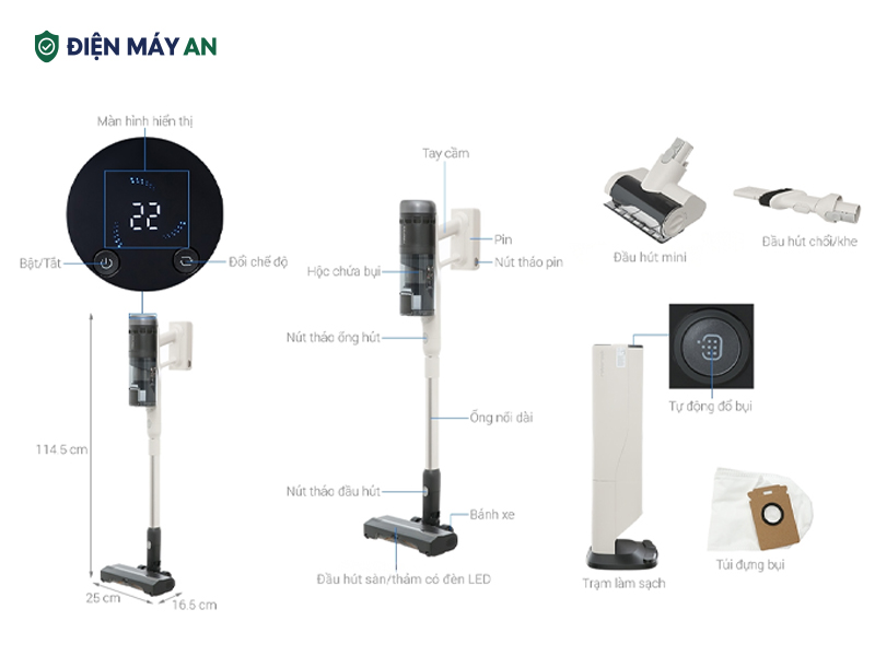 Máy hút bụi cầm tay Roborock H60 Hub Pro - Đen